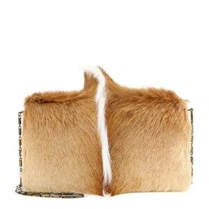 Dries van noten Fur Embellished Leather Shoulder Bag